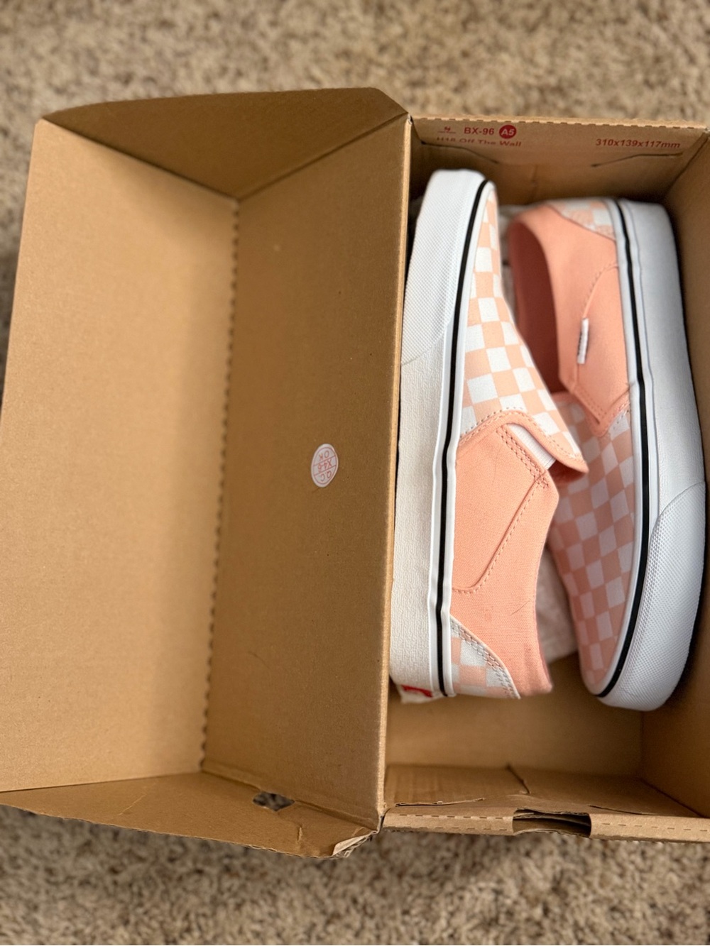 Vans Asher Checkerboard Tropical Peach Classic Slip-On Sneakers - Picture 6 of 7